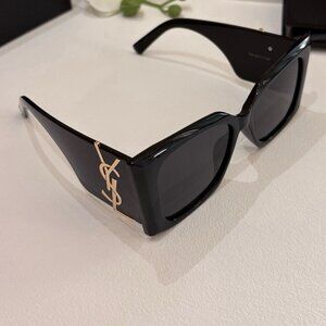 Saint Laurent Black Sunglasses with Gold Accents